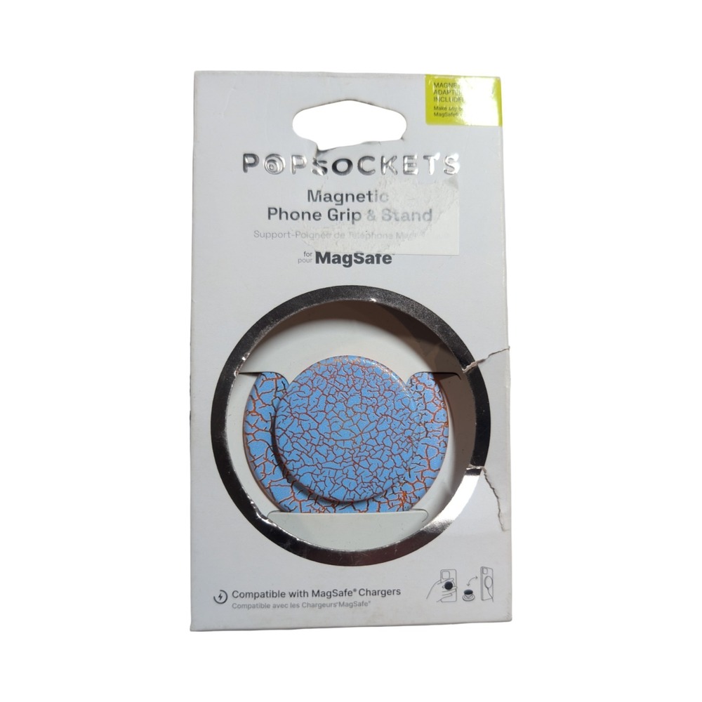 2-O PopSockets PopGrip Magnetic Phone Grip & Stand MagSafe - Orange Blue Crackle